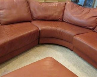 Custom Made Leather Sectional and ottoman