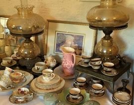 Etched Glass Hurricane Lamps