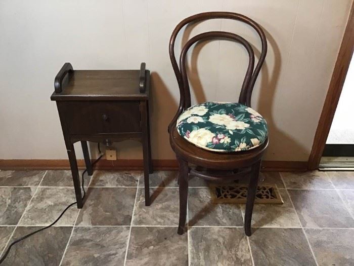 Wooden Side Table & Wooden Chair