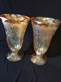Carnival Glass Jeanette Iris Vases