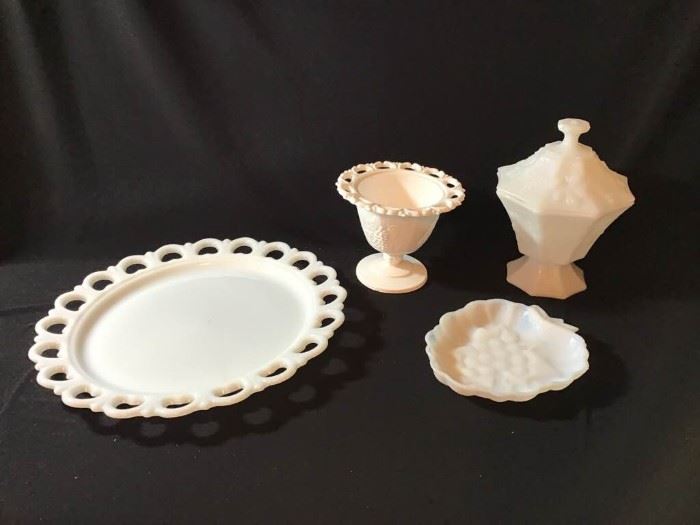 Milk and Iridescent Glass Items