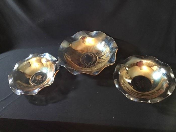 Amber Carnival Glass Bowls