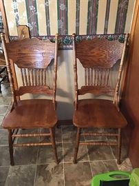 Two Oak Dining Chairs