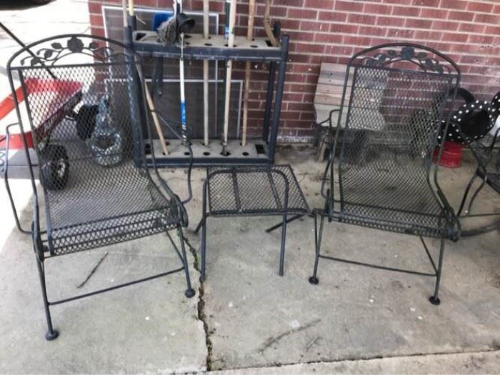 Wrought Iron Chairs & Side Table
