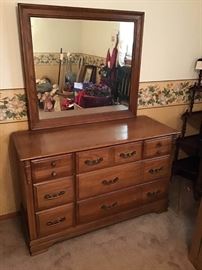 Wood Dresser and Mirror
