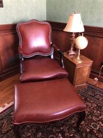 Domain Chair & Ottoman, Side Table, Lamp, Globe