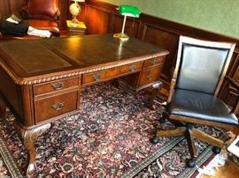 Hooker Chippendale Style Desk, Chair, Oriental Carpet / Rug