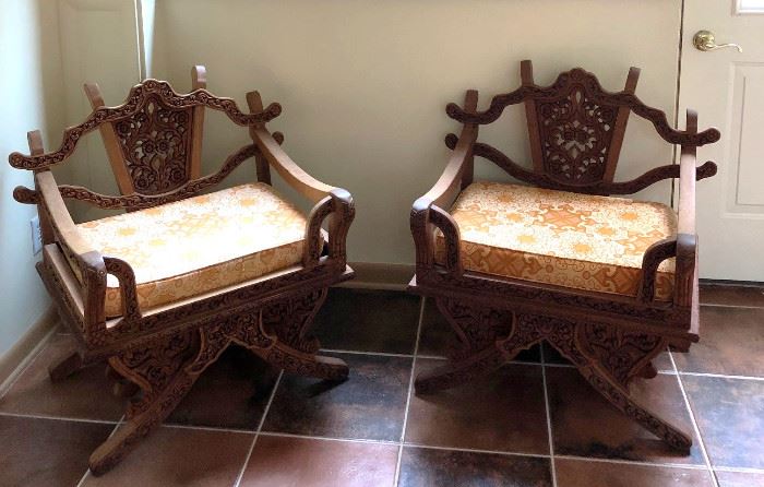 Hand Carved Elephant Saddle Chairs