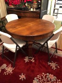 Antique Victorian Round Oak Dining Table