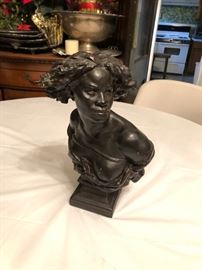 Large Signed Austin Chalkware Bust of Roped African Slave.  Entitled 1865