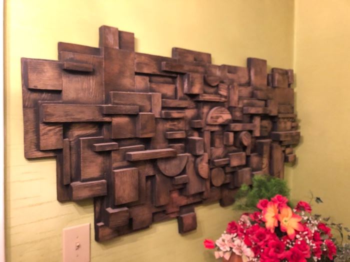 Large Vintage Wood Wall ARt