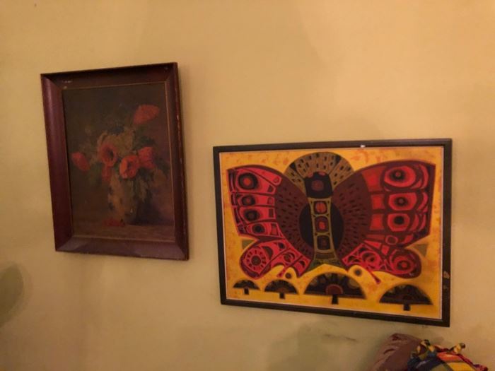 mid century hand pulled block print butterfly hand signed in pencil by David Weidman