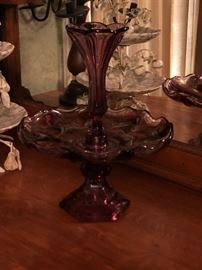 Art Glass Server with vase. Rare and unusual