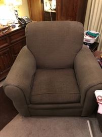 Large chennille chair with ottoman