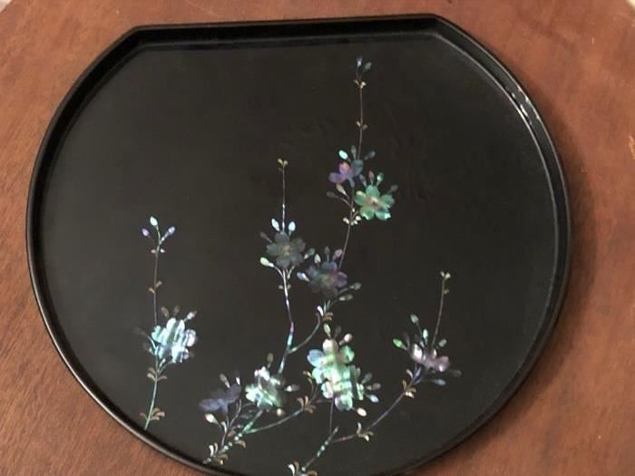 inlayed mother of pearl serving plate. Never used