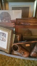 Frames, bronzed baby shoes