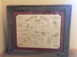 Barn wood framed "vintage" Oregon Trail Map