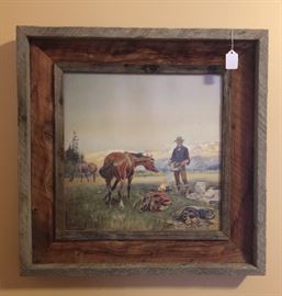 Barnwood framed Charlie Russell print