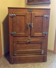 Antique Leonard's Blu-Gray porcelain lined icebox fridge