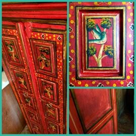 hand painted 7-panel cabinet