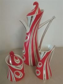 Polish Coffee Pot with Creamer and Covered Sugar