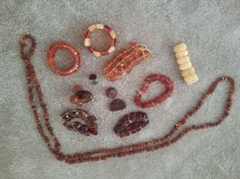 Amber bracelets and long necklace