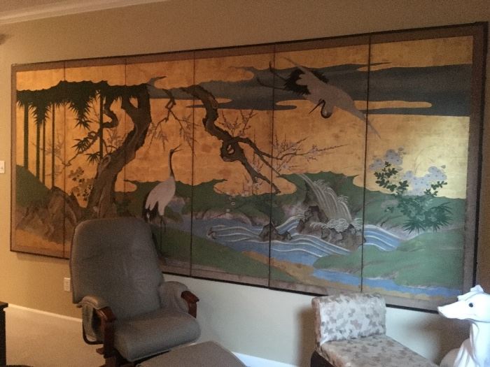 Fabulous 6 panel hand painted screen