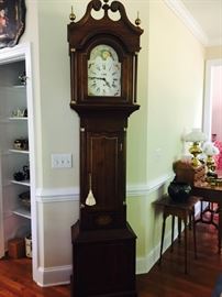 Bryans Clock Company Repro, collector Elmer Bryans commissioned a limited number of custom built tall case clocks based on his own design featuring favorite elements from both English and American Tall Clocks