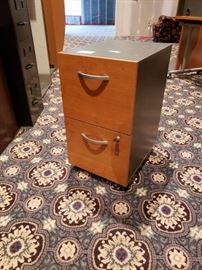 Lockable 2 Tier Wooden File Cabinet on Wheels with ...