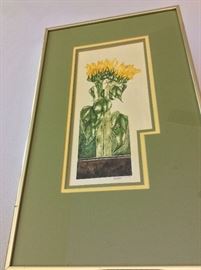 Watercolor "Sunflower II" by P.A. Kessler, 1976.