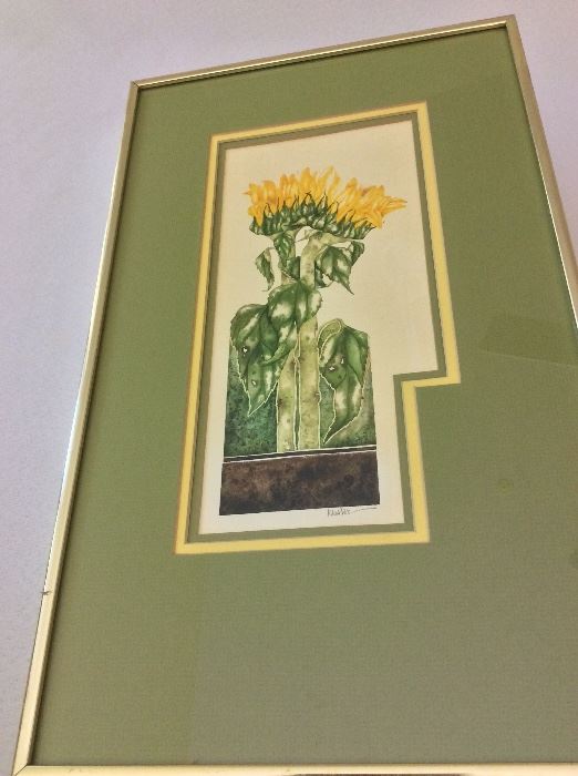 Watercolor "Sunflower II" by P.A. Kessler, 1976.  