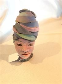 Hurricane Head Pottery with Eye of the Hurricane! 7" H.