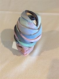 Hurricane Head Pottery with Eye of the Hurricane! 7" H.