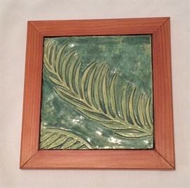 Jean Thomas Leaf Tile, 7" x 7 1/2".