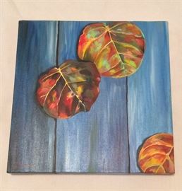 Sea Grape Leaves, 12" x 12".
