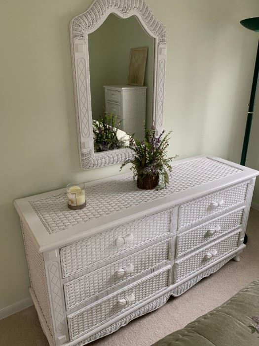 white wicker bedroom set dresser