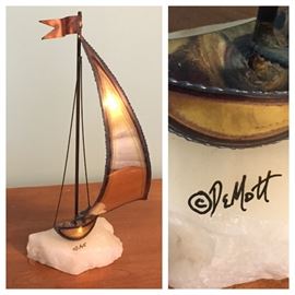 DeMott Brass Sailboat Sculpture