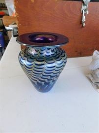Fenton Feathered Art Glass Vase