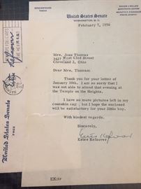US Senator Estes Kefauver Autographed Letter - 1956