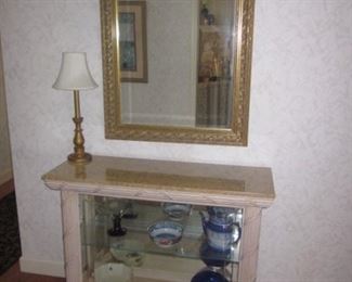 Marble Curio Cabinet with Shelves and Mirrors