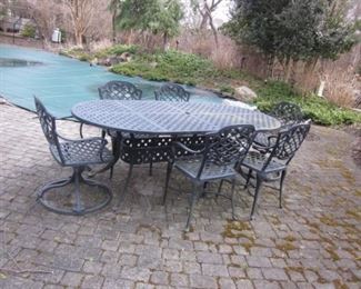 Iron Patio Suite with 6 Chairs 2 Swivel