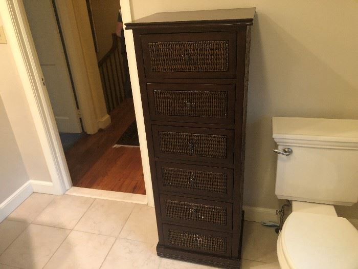 WOOD AND RATTAN CABINET