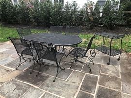 OUTDOOR TABLE, CHAIRS AND CART