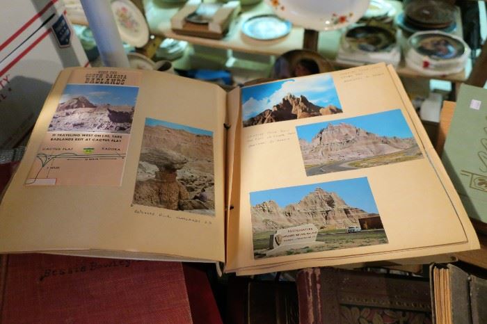 Several travel scrapbooks with postcards & brochures