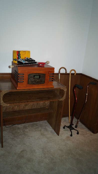 table, canes, stereo