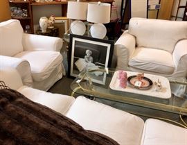 Coffee table, glass and brass