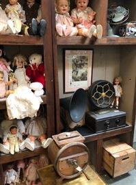 Antique mill,rado, and crate