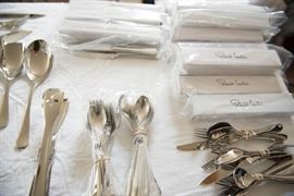Crate and Barrel Peter Welch Caesna Mirrored Steak Knives and Flatware