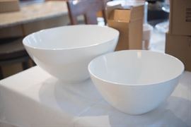 Crate and Barrel White Grande Bowls-Small and Large