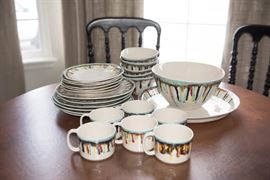 Crate and Barrel 21 Piece Drip Glaze Dish Set